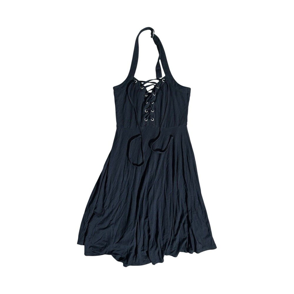 Killstar Gothic Black Halter Mini Dress Sz XS Womens Punk Dark Fairy Grunge Y2K